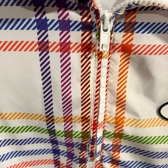 Forever 21 Tokyo Retro Windbreaker Jacket Hood Size Small Rainbow Skater Pride - Picture 5 of 10
